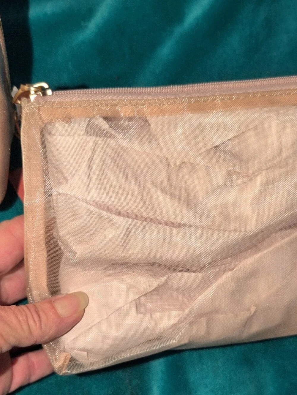 Sonia Kashuk Shimmery Rose Gold Cosmetic Pouch Set 2fer NWT